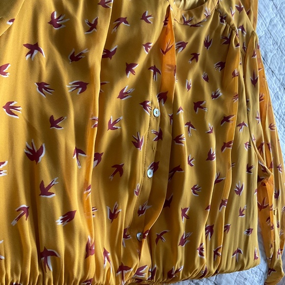 Signature Studio Sheer Women's Bird Dress Gold Color Size Large - Picture 7 of 8